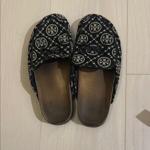 Tory Burch Black and White Slip-On Shoes